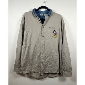 Vintage Disney Mens Denim Button Up Shirt Size Medium
